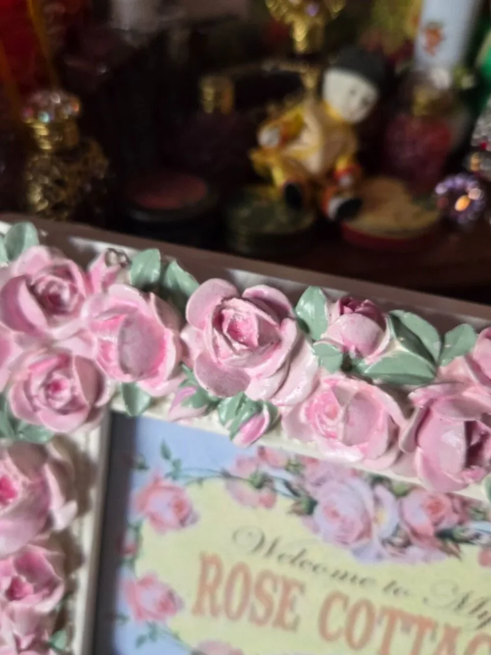 Romantic Cottagecore Pink Roses Picture Frame Fairycore Victorian Style